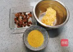 Illustration of how to make peach gum, white fungus and millet porridge 1