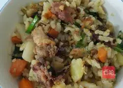 Illustration of how to make braised rice with ham, seasonal vegetables and grains 4
