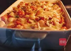 Illustration of how to make tomato and black pepper chicken diced baked rice 8