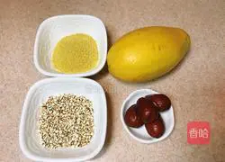 Illustration of how to make papaya, barley and millet porridge 1