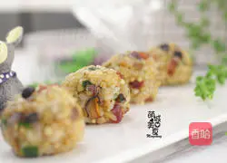 Illustration of how to make buckwheat rice balls 1