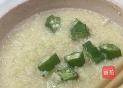 Baby complementary food okra and millet porridge recipe illustration 5