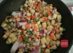 Illustration of how to make curry chicken rice 6