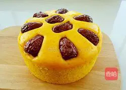 Illustration of how to make red date and pumpkin hair cake 17