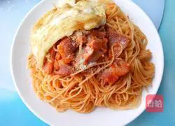 Illustration of how to make Italian angel noodles with red sauce bacon 9