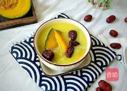 Pumpkin Illustration of how to make red dates and black millet porridge 5