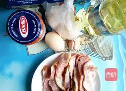 Illustration of how to make Italian angel hair pasta with red sauce bacon 1