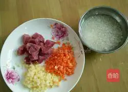 Illustration of how to make carrot, potato and beef rice 2