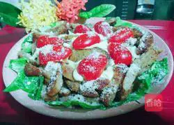 Illustration of how to make potato slices, hamburger and garden salad 12