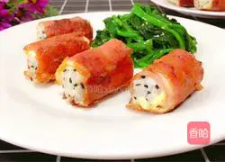 Illustration of how to make cheese and bacon rice balls 16