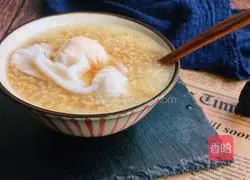 Illustration of how to make brown sugar, millet and egg porridge 8