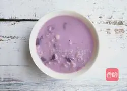 Purple Illustration of how to make potato milk oatmeal porridge 10