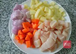 Illustration of how to make curry chicken rice bowl 2