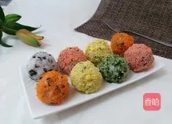 Illustration of how to make colorful rice balls 8
