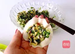 Illustration of how to make vegetarian pot stickers with mushrooms and vegetables 14