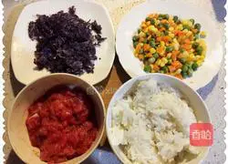 Illustration of how to make beef and vegetable rice balls 1