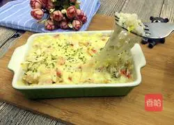 Illustration of how to make cheese and bacon baked rice 8