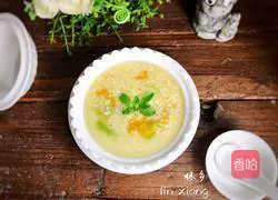 Illustration of how to make pumpkin flower rock sugar millet porridge 10