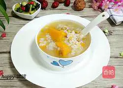 Illustration of how to make pumpkin and mung bean barley porridge 11