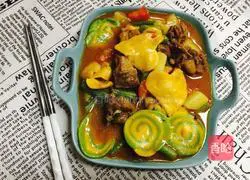 Illustration of how to make large plate of chicken braised colorful noodles 13