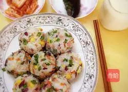 Illustration of how to make colorful rice balls 9