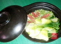 Illustration of how to make sausage clay pot rice 8