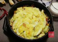 Illustration of how to make seasonal vegetable baked rice 6