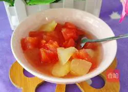 Illustration of how to make apple and tomato nutritious rice cereal 7