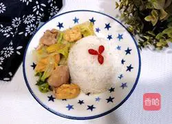 Illustration of how to make fish and cabbage rice bowl 10