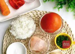 Tomato, Chicken and Cheese Stir-fried Rice Recipe Illustration 1