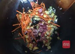 Illustration of braised noodles with beef and vegetables 3