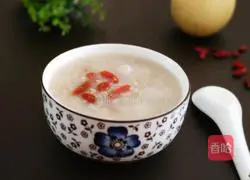 Illustration of how to make oatmeal, snow pear and glutinous rice porridge 9