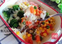 Illustration of how to make baked rice with shrimps and vegetables 9