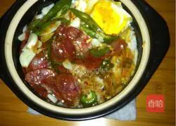 Illustration of how to make sausage clay pot rice 5