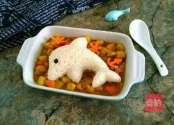 Illustration of how to make curry chicken and dolphin rice balls 17