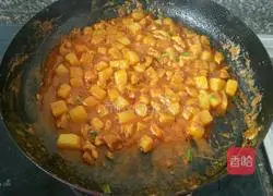 Illustration of how to make curry chicken rice 9