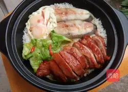 Illustration of how to make sea fish barbecued pork claypot rice 11