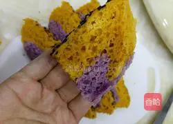Illustration of how to make pumpkin and purple sweet potato cake 12
