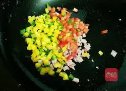 Illustration of how to make colorful pepper baked rice 6