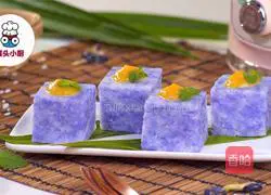 Illustration of how to make purple sand and blue flower glutinous rice cake 6