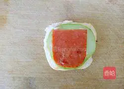 Illustration of how to make bean paste burger 7