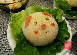 Illustration of how to make piglet rice balls 15