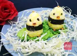 Illustration of how to make chicken rice balls 8