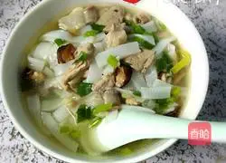 Illustration of how to make pork offal soup and rice noodles 8