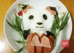 Giant Panda Rice Ball Illustration of how to do it 14