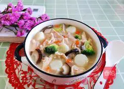 Illustration of how to make yam, chicken and vegetable porridge 19