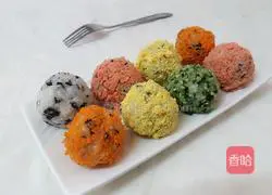 Illustration of how to make colorful rice balls 7