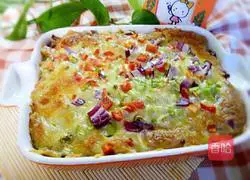 Illustration of how to make sausage and cheese baked rice 9