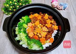 Illustration of how to make pork ribs, corn and radish claypot rice 16