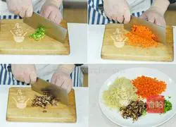 Illustration of how to make spring rolls with fresh bamboo shoots and mushrooms 3